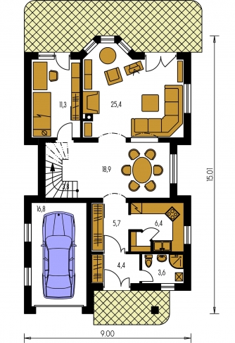 Mirror image | Floor plan of ground floor - ELEGANT 120